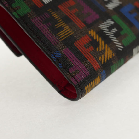 FENDI Zucca Canvas Trifold Wallet Multicolor Gold Auth 145553V