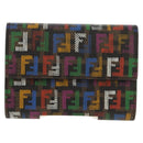 FENDI Zucca Canvas Trifold Wallet Multicolor Gold Auth 145553V-13