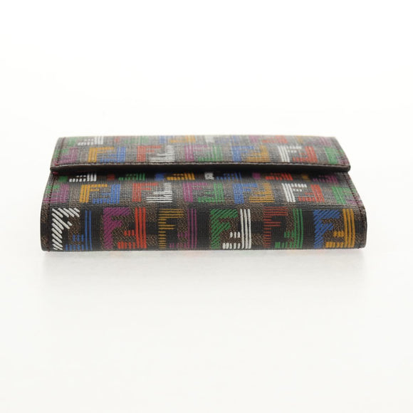 FENDI Zucca Canvas Trifold Wallet Multicolor Gold Auth 145553V