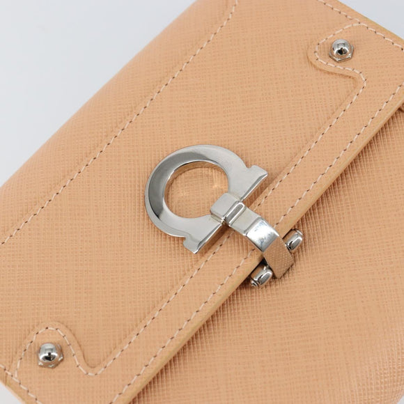Salvatore Ferragamo Gancini Bifold Wallet Leather Pink Auth 145554