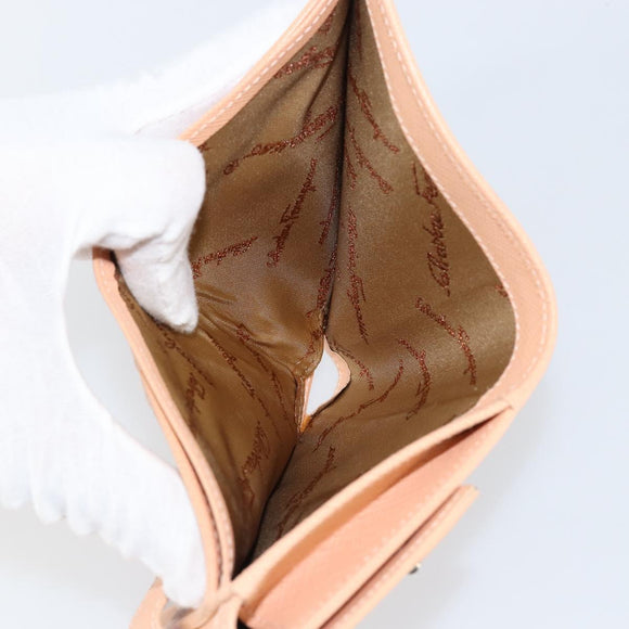 Salvatore Ferragamo Gancini Bifold Wallet Leather Pink Auth 145554