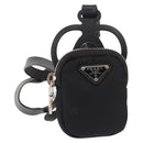 PRADA Tessuto Phone Holder Bag Nylon Black Silver Auth 145556-1