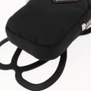 PRADA Tessuto Phone Holder Bag Nylon Black Silver Auth 145556-15