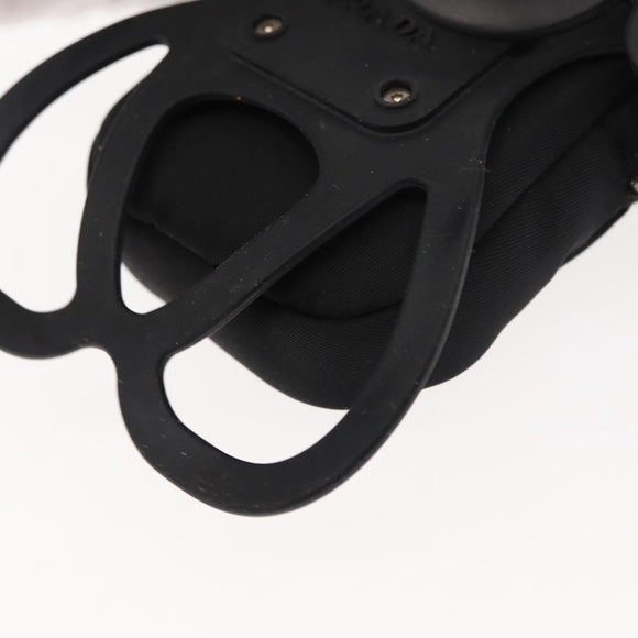 PRADA Tessuto Phone Holder Bag Nylon Black Silver Auth 145556