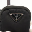 PRADA Tessuto Phone Holder Bag Nylon Black Silver Auth 145556-17