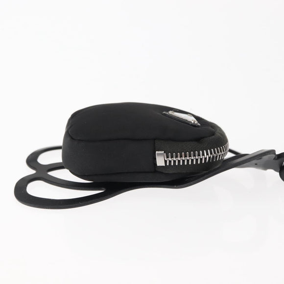 PRADA Tessuto Phone Holder Bag Nylon Black Silver Auth 145556