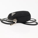 PRADA Tessuto Phone Holder Bag Nylon Black Silver Auth 145556-4