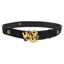 CELINE Belt Suede 32.3"" Black Gold Auth 145558-1