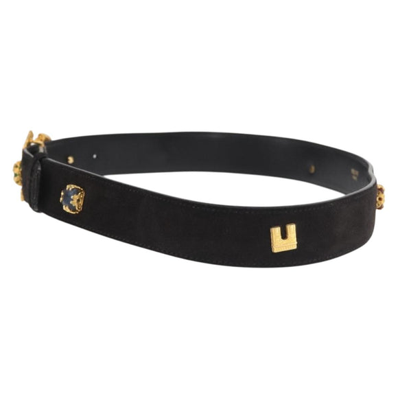 CELINE Belt Suede 32.3"" Black Gold Auth 145558