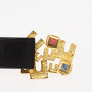 CELINE Belt Suede 32.3"" Black Gold Auth 145558-6