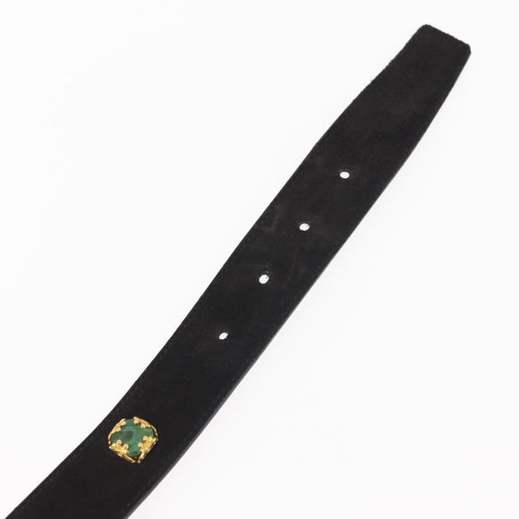 CELINE Belt Suede 32.3"" Black Gold Auth 145558