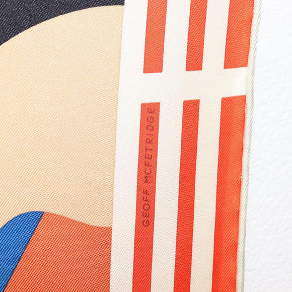 HERMES Carre 90 Scarf ""18-3-7"" Silk Orange Auth 145562