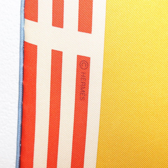 HERMES Carre 90 Scarf ""18-3-7"" Silk Orange Auth 145562