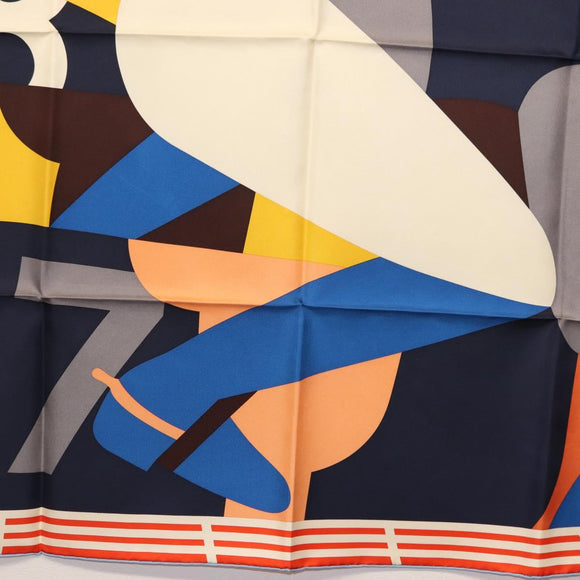 HERMES Carre 90 Scarf ""18-3-7"" Silk Orange Auth 145562