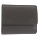 CELINE Bifold Wallet Leather Gray Gold Auth 145570-1