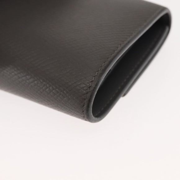 CELINE Bifold Wallet Leather Gray Gold Auth 145570