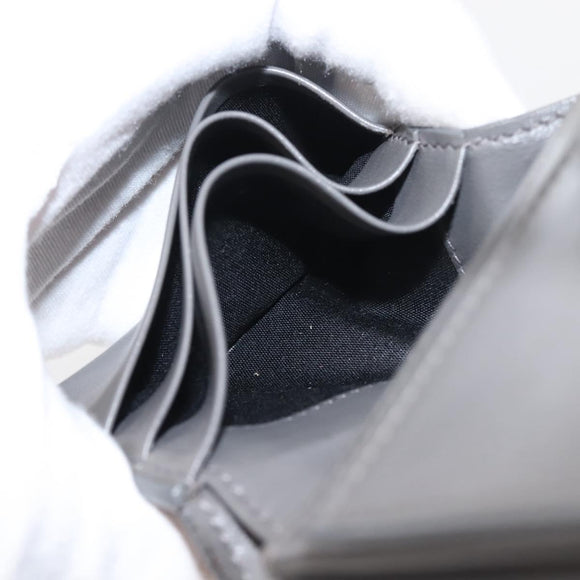 CELINE Bifold Wallet Leather Gray Gold Auth 145570