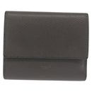 CELINE Bifold Wallet Leather Gray Gold Auth 145570-2