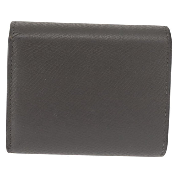 CELINE Bifold Wallet Leather Gray Gold Auth 145570