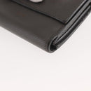 CELINE Bifold Wallet Leather Gray Gold Auth 145570-9