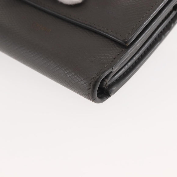 CELINE Bifold Wallet Leather Gray Gold Auth 145570