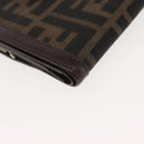 FENDI Zucca Canvas Bifold Wallet Black Brown Auth 145571-15