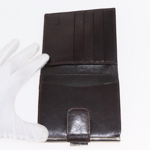 FENDI Zucca Canvas Bifold Wallet Black Brown Auth 145571