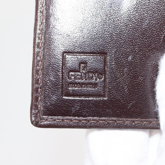 FENDI Zucca Canvas Bifold Wallet Black Brown Auth 145571