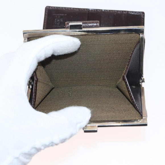 FENDI Zucca Canvas Bifold Wallet Black Brown Auth 145571