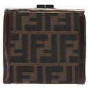 FENDI Zucca Canvas Bifold Wallet Black Brown Auth 145571-13