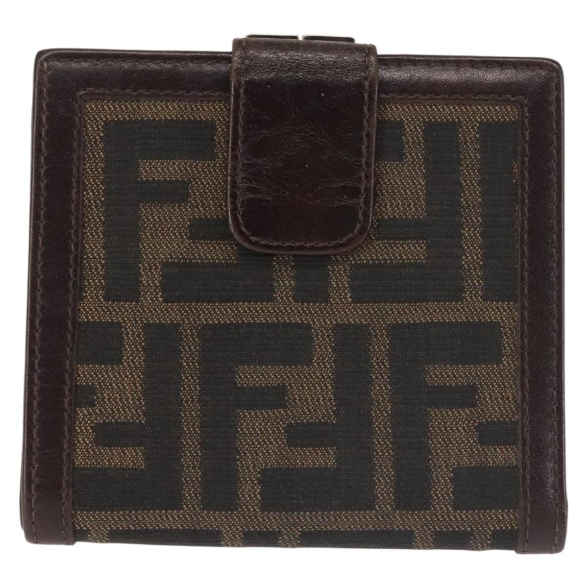 FENDI Zucca Canvas Bifold Wallet Black Brown Auth 145571 | Brand