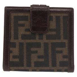 FENDI Zucca Canvas Bifold Wallet Black Brown Auth 145571 - 0