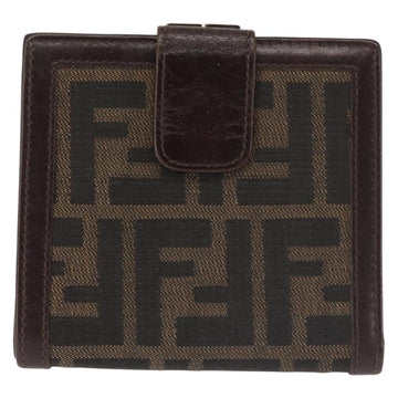 FENDI Zucca Canvas Bifold Wallet Black Brown Auth 145571 - 0
