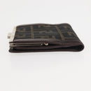 FENDI Zucca Canvas Bifold Wallet Black Brown Auth 145571-4