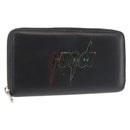 GUCCI Blade Embroidery Long Wallet Leather Silver Black 597677 Auth 145572-1