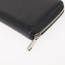 GUCCI Blade Embroidery Long Wallet Leather Silver Black 597677 Auth 145572-16