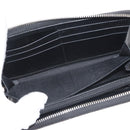 GUCCI Blade Embroidery Long Wallet Leather Silver Black 597677 Auth 145572-10
