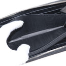 GUCCI Blade Embroidery Long Wallet Leather Silver Black 597677 Auth 145572-17