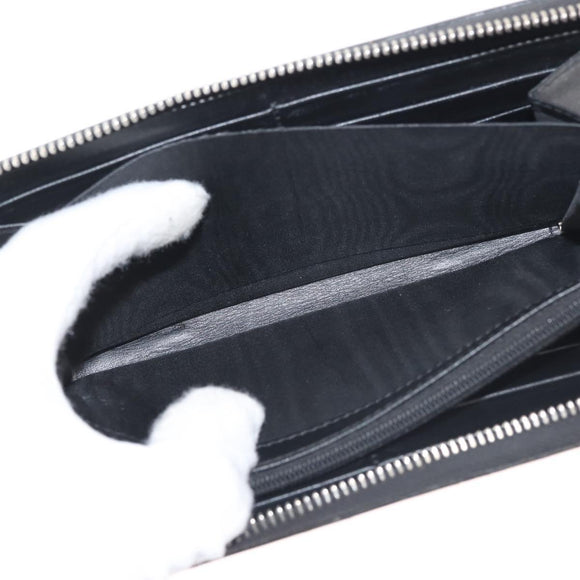 GUCCI Blade Embroidery Long Wallet Leather Silver Black 597677 Auth 145572