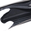 GUCCI Blade Embroidery Long Wallet Leather Silver Black 597677 Auth 145572-18