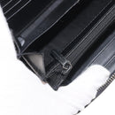 GUCCI Blade Embroidery Long Wallet Leather Silver Black 597677 Auth 145572-19