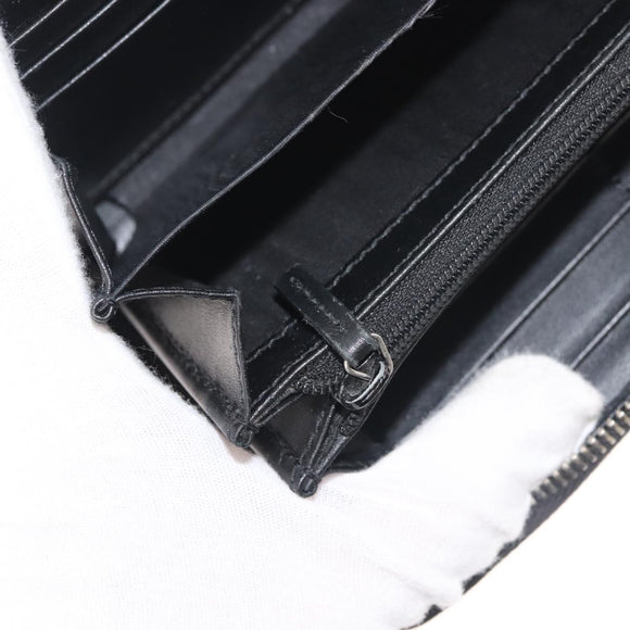 GUCCI Blade Embroidery Long Wallet Leather Silver Black 597677 Auth 145572