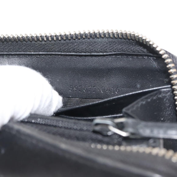 GUCCI Blade Embroidery Long Wallet Leather Silver Black 597677 Auth 145572