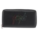 GUCCI Blade Embroidery Long Wallet Leather Silver Black 597677 Auth 145572-13