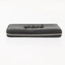 GUCCI Blade Embroidery Long Wallet Leather Silver Black 597677 Auth 145572-5