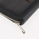 GUCCI Blade Embroidery Long Wallet Leather Silver Black 597677 Auth 145572-7