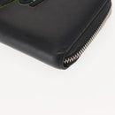 GUCCI Blade Embroidery Long Wallet Leather Silver Black 597677 Auth 145572-14