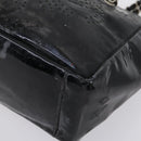 CHANEL Punching Chain Shoulder Bag Patent leather Black CC Auth 145573-9