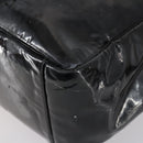 CHANEL Punching Chain Shoulder Bag Patent leather Black CC Auth 145573-15