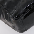 CHANEL Punching Chain Shoulder Bag Patent leather Black CC Auth 145573-16
